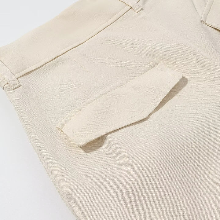 Damen Hochtaillierte Palazzohose mit Bundfalten und weitem Bein Drune