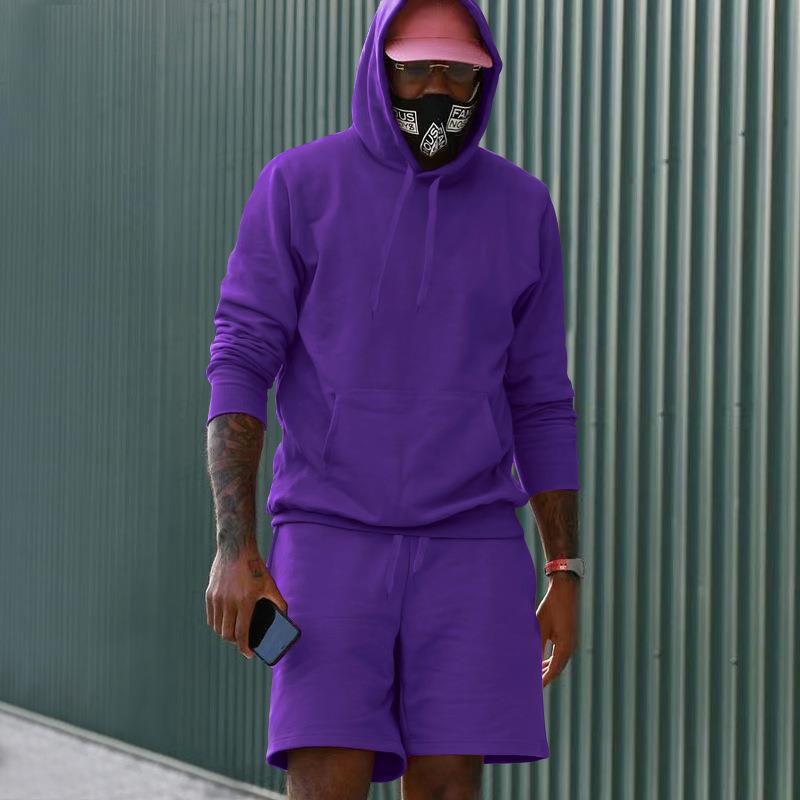 Drune Herren Hoodie-Shorts-Set mit Kängurutasche