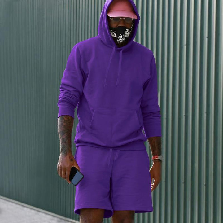 Drune Herren Hoodie-Shorts-Set mit Kängurutasche