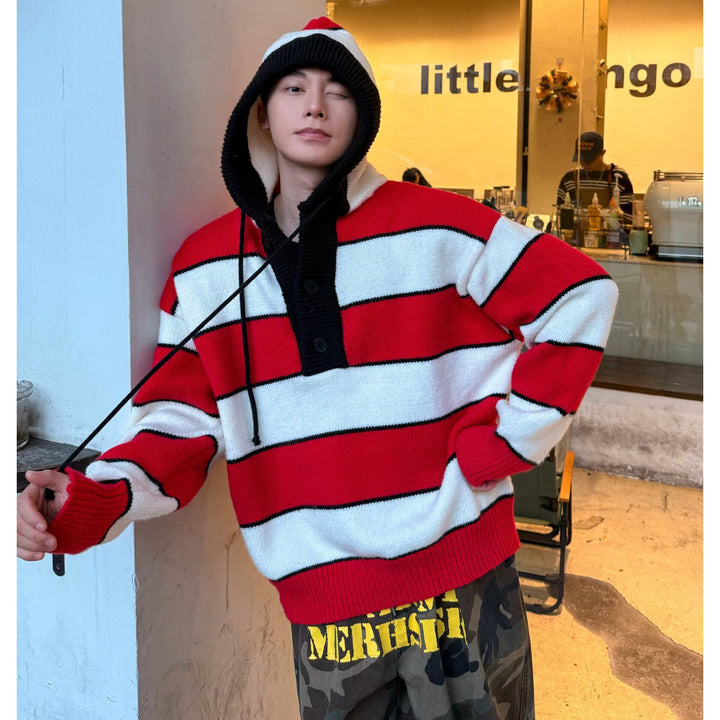 Herren Modische Hoodie-Pullover mit gestreiftem Design Drune