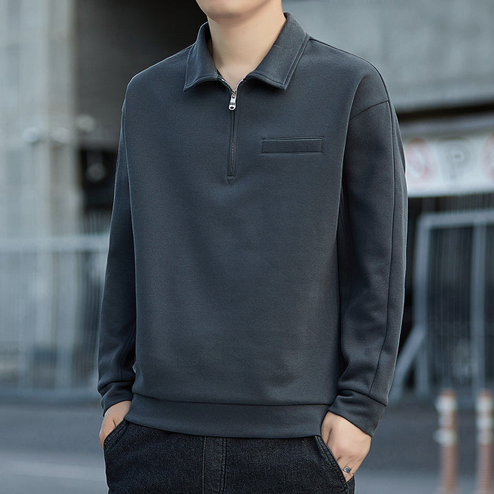 Herren Halbzip-Sweatshirt mit Polokragen und Brustleistentasche Drune