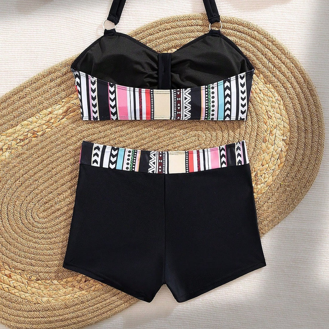 Damen Bikini-Set mit modischem High-Waist-Schnitt und verstellbaren Trägern Drune