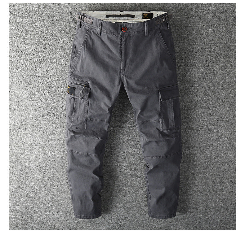 Herren Robuste Baumwoll-Cargohose mit verstärkten Knien und verstellbarem Bund Drune