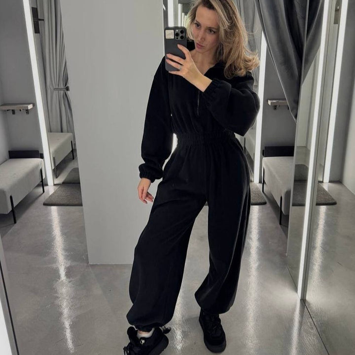Damen Fleece-Jumpsuit mit hohem Kragen und praktischem Reißverschluss Drune