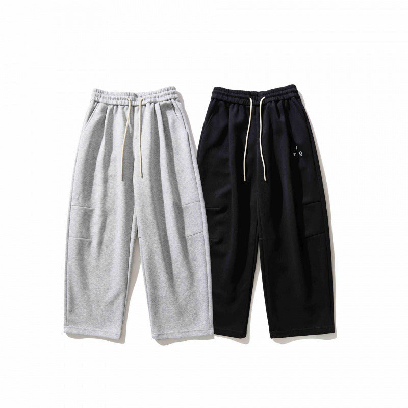 Unisex Weite Relaxed-Jogginghose aus French-Terry mit hohem Elastikbund und Kordelzug Drune