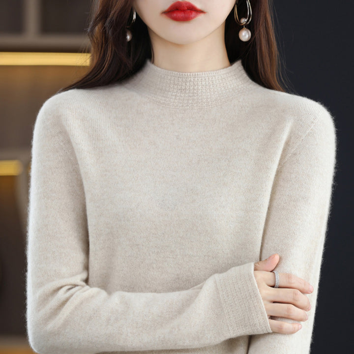 Damen Leichter Feinstrick-Mockneckpullover mit strukturierter Kragenblende Drune