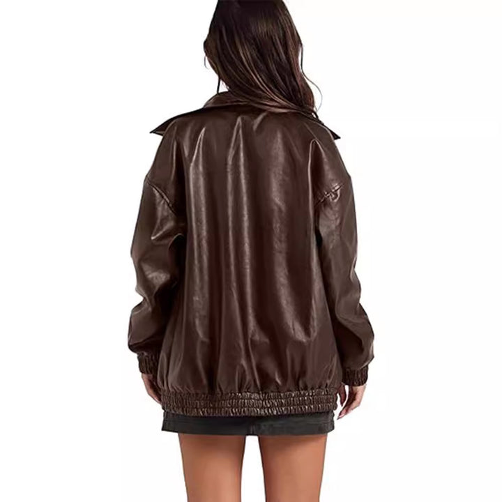 Damen Lässige Oversized-Jacke mit elastischen Bündchen und praktischen Taschen Drune