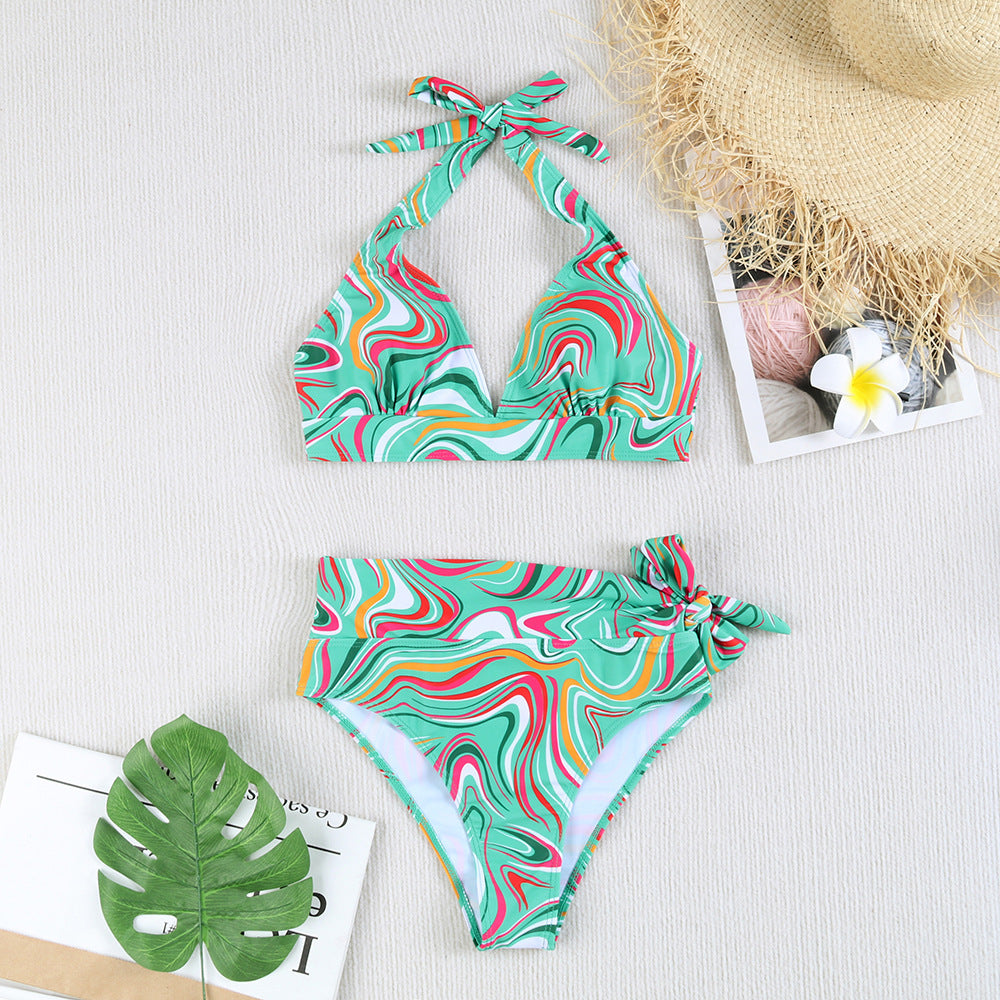 Damen Triangel-Bikini mit verstellbaren Bindebändern und floralem Design Drune