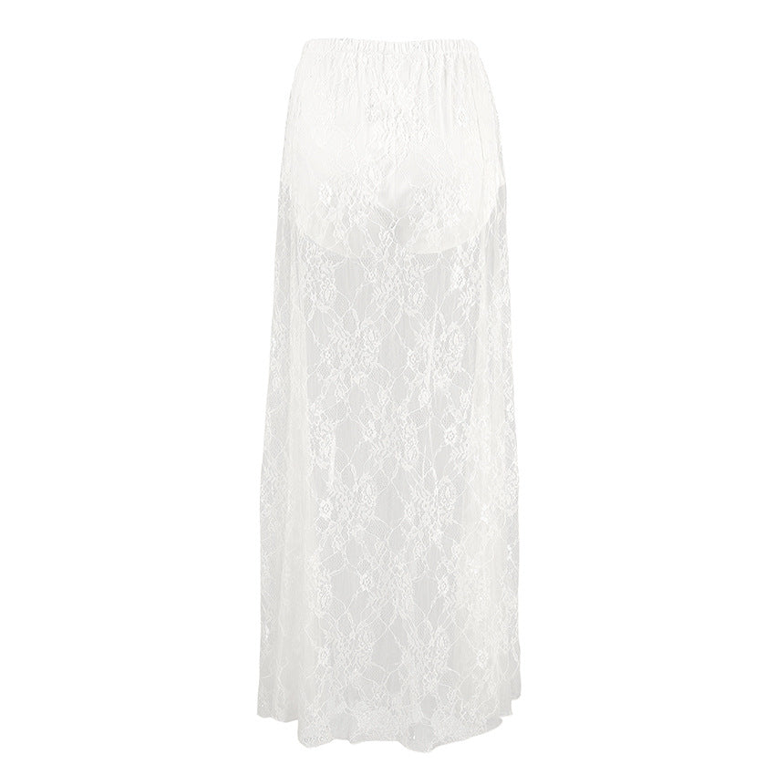 Damen Transparente Spitzenrock Drune