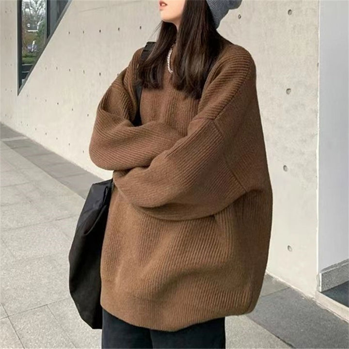 Damen lässiger Strickpullover mit feiner Rippenstruktur und bequemen langen Ärmeln Drune