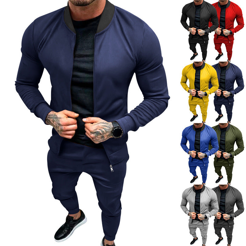Herren nan sportlicher Freizeit-Trainingsanzug mit taillierter Bomberjacke und konisch zulaufender Jogginghose aus elastischer Baumwollmischung Drune