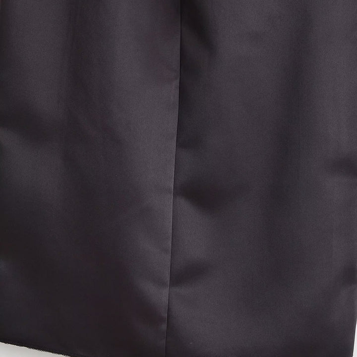 Damen Satin-Midirock mit hohem Bund, seitlichem Schlitz und dekorativen Froschverschlüssen Drune