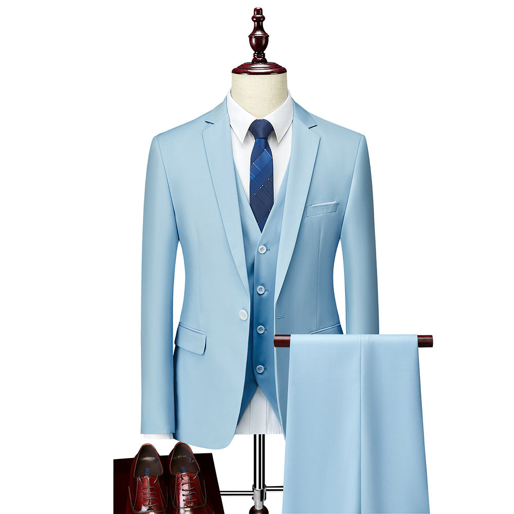 Herren Dreiteiliger Slim-Fit Businessanzug mit Weste und schmaler Silhouette Drune