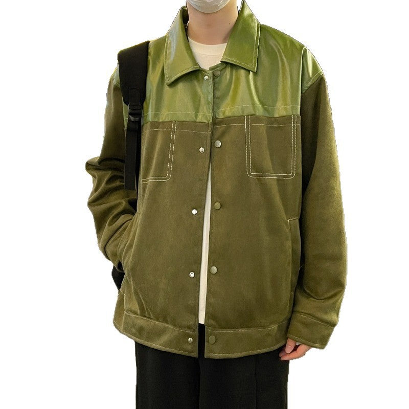 Herren Overshirt aus Veloursleder mit glänzendem Schulterbesatz und lässigem Schnitt Drune