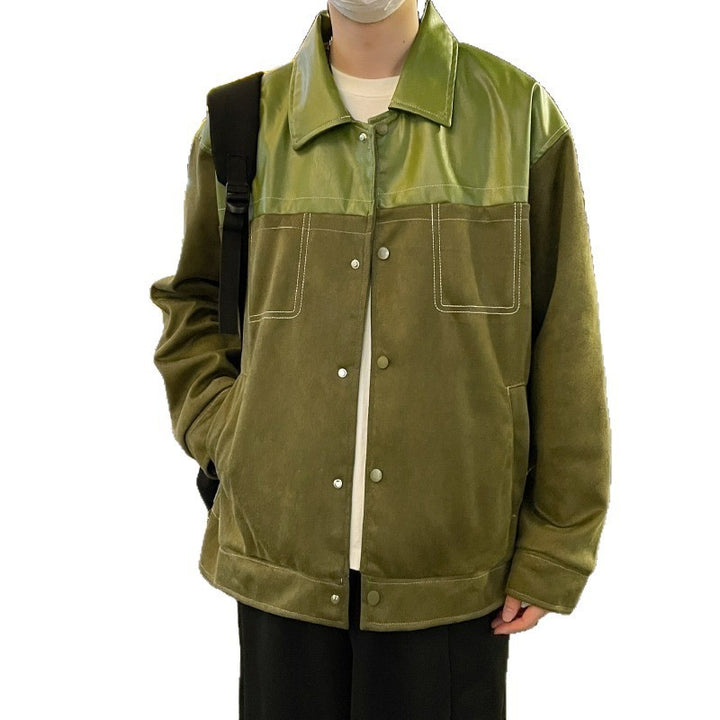Herren Overshirt aus Veloursleder mit glänzendem Schulterbesatz und lässigem Schnitt Drune