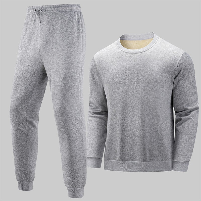 Herren Thermo‑Fleece Lounge‑Set mit Rundhals-Pullover & tapered Jogginghose Drune