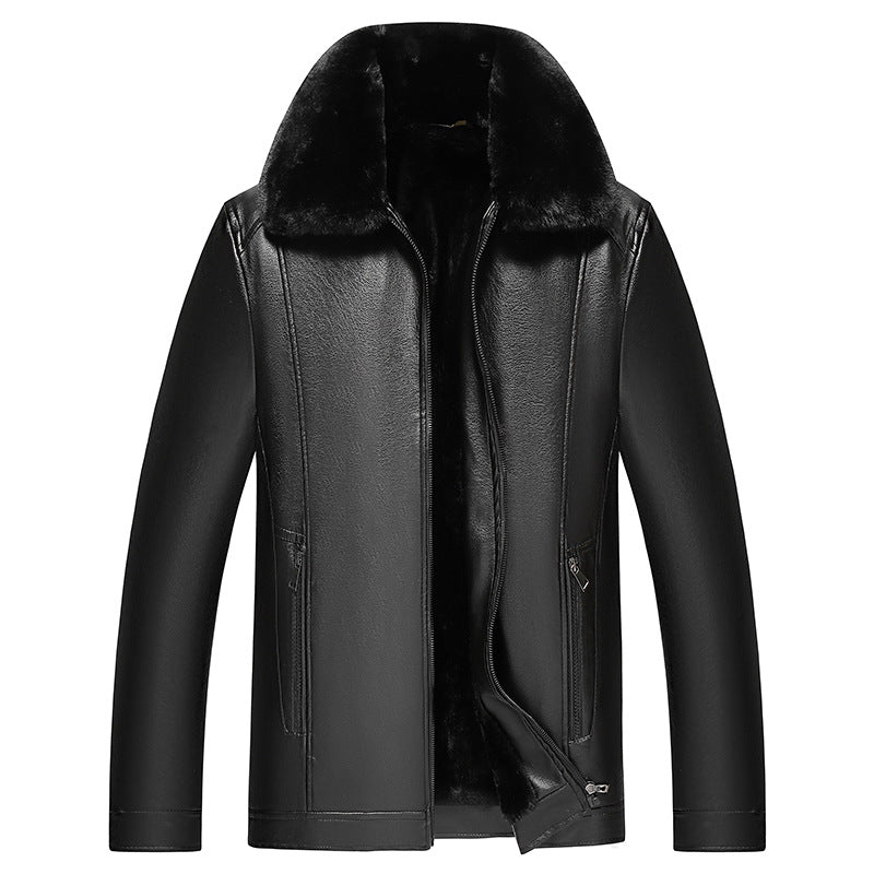 Herren warme Lammlederjacke mit gefüttertem Kragen Drune