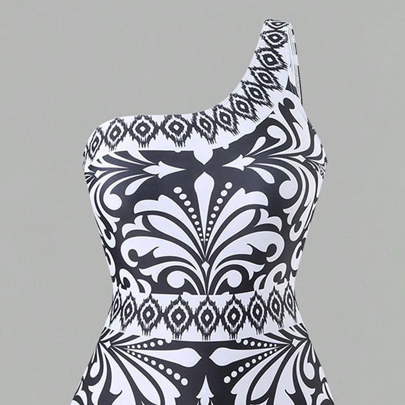 Damen einteiliger Badeanzug mit farbenfrohem Druck und passender Palazzo-Hose Drune