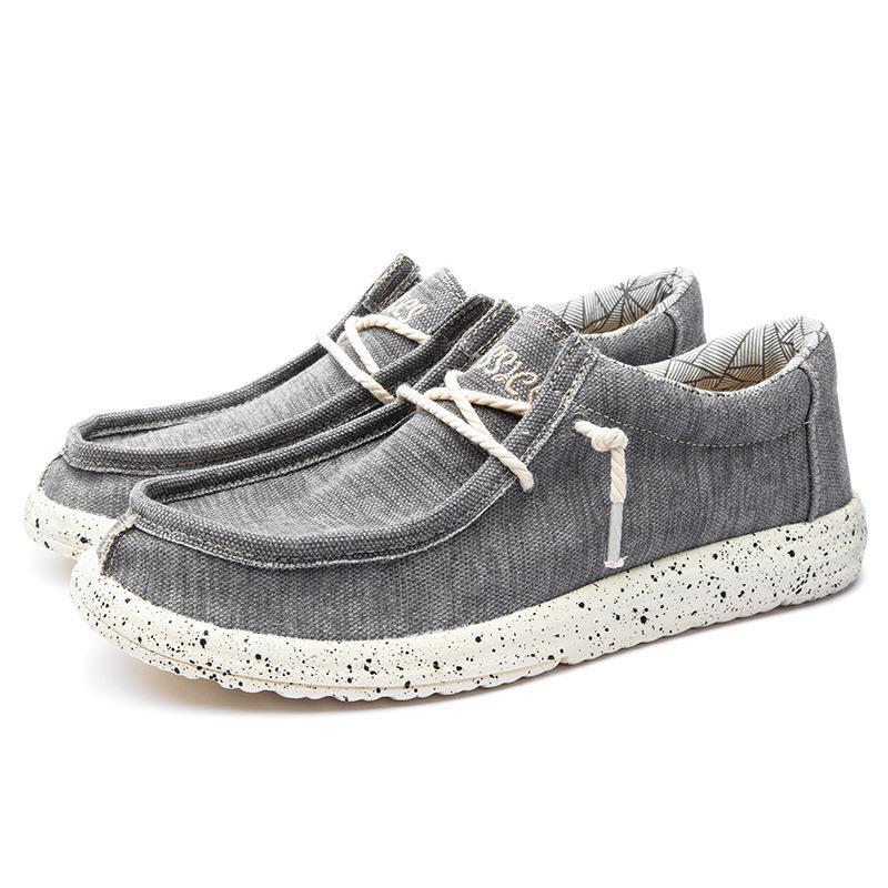 Herren nan lässiger Mokassin-Sneaker aus Jeansstoff mit elastischer Tau-Schnürung und gepolsterter Komfortsohle Drune