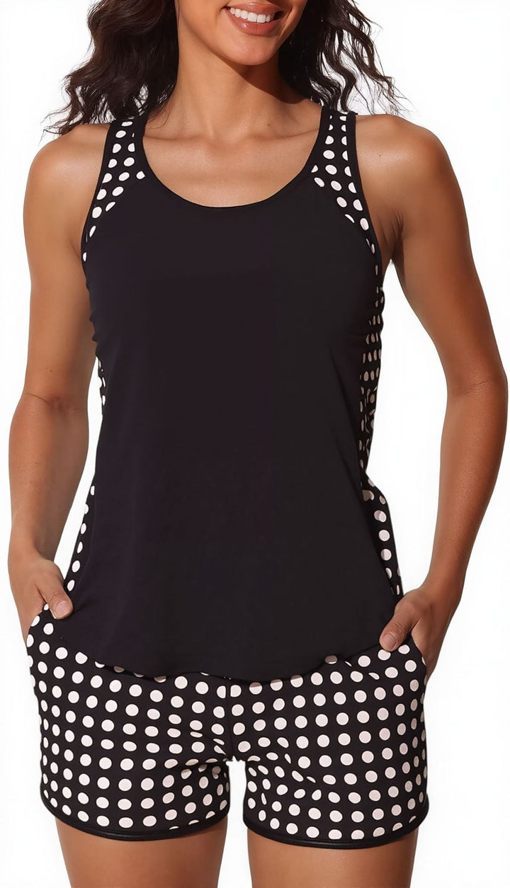 Damen Sportliches Tankini-Set mit modischem Streifenmuster Drune