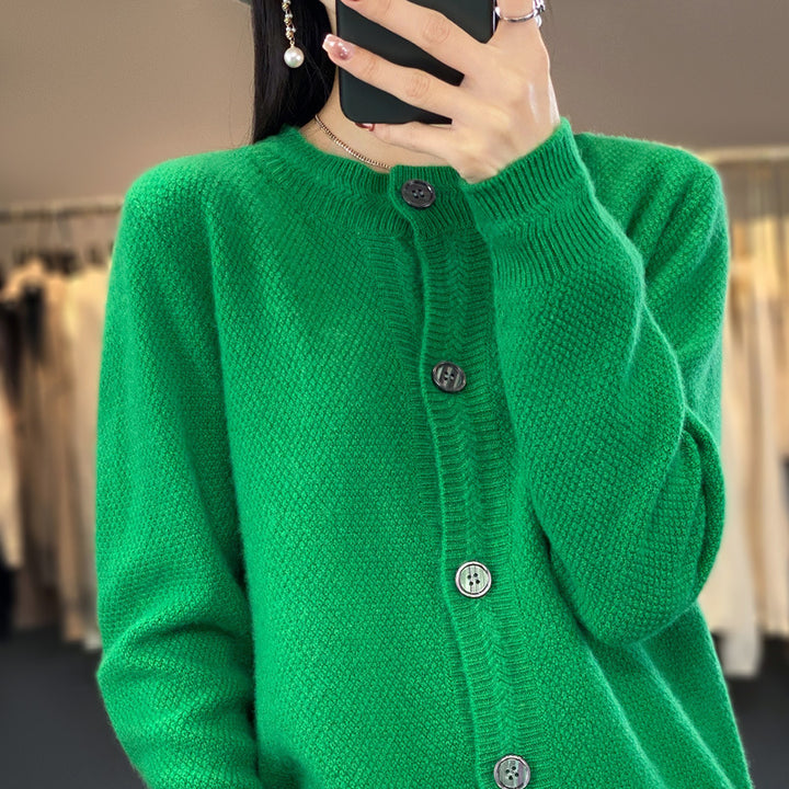 Damen Strukturierter Feinstrick-Cardigan mit kaschmirähnlicher Haptik, durchgehender Knopfleiste und kastiger Oversize‑Passform Drune