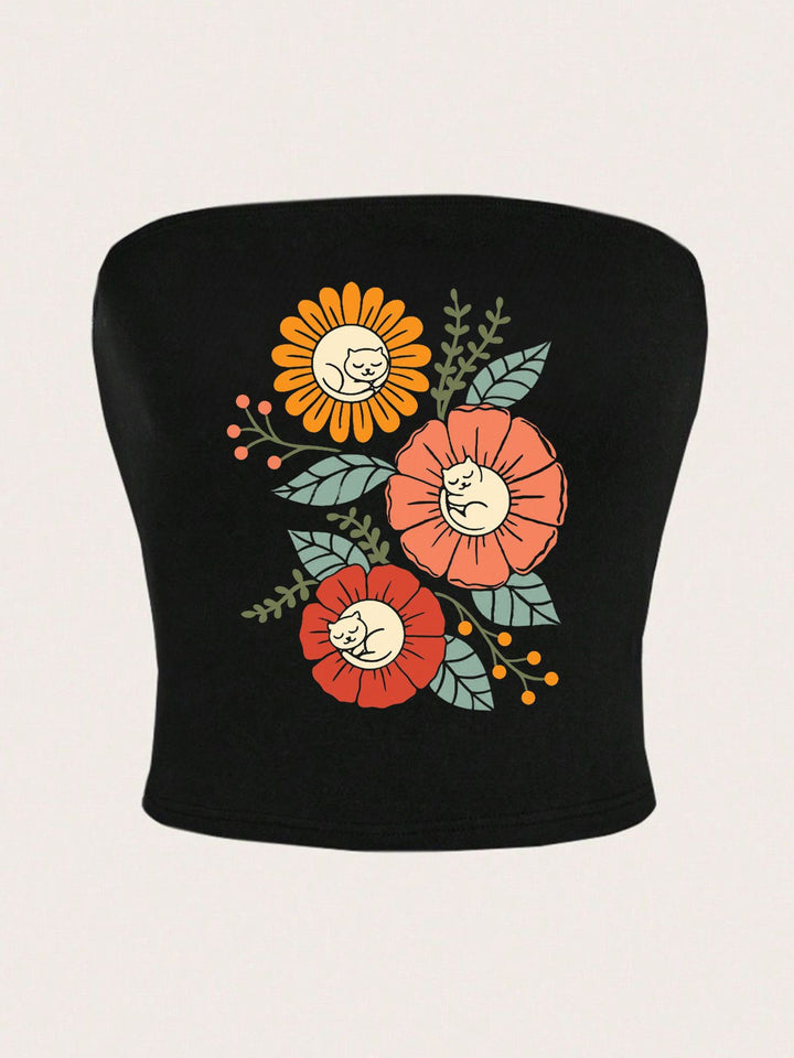 Damen Bandeau-Top mit auffälligem Statement-Aufdruck Drune