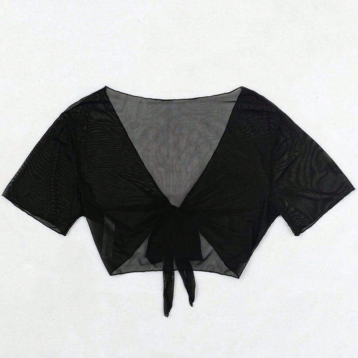 Damen kurzärmliges Crop-Top mit Knoten-Detail Drune