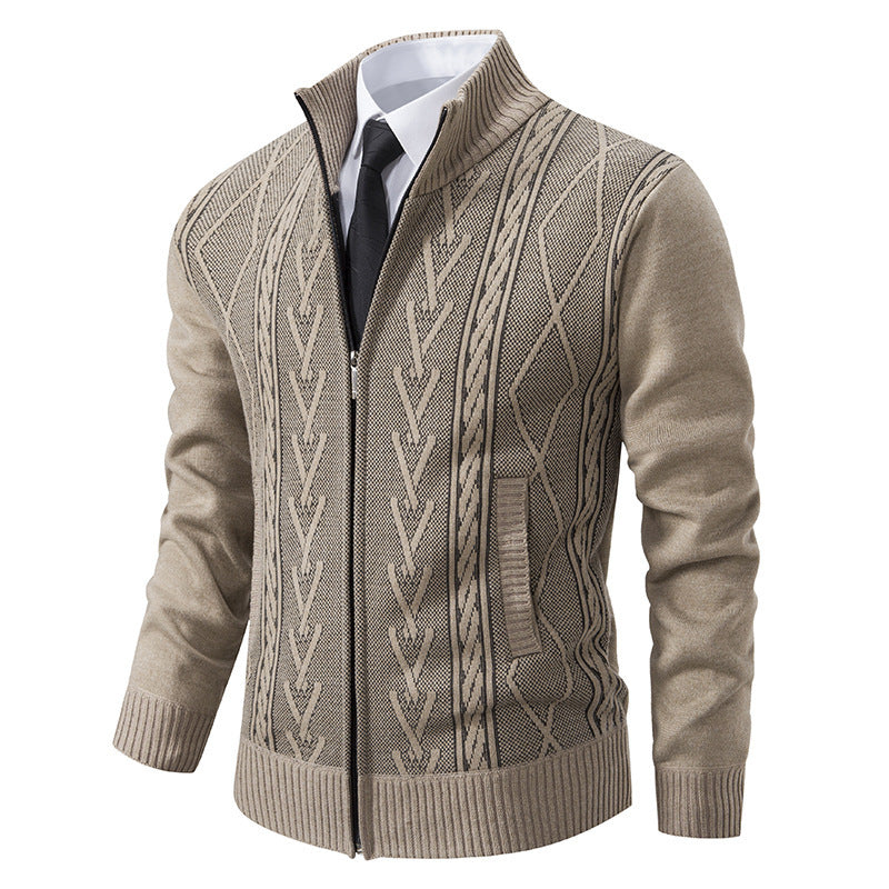 Herren Strickjacke mit Zopfmuster und durchgehendem Reißverschluss Drune