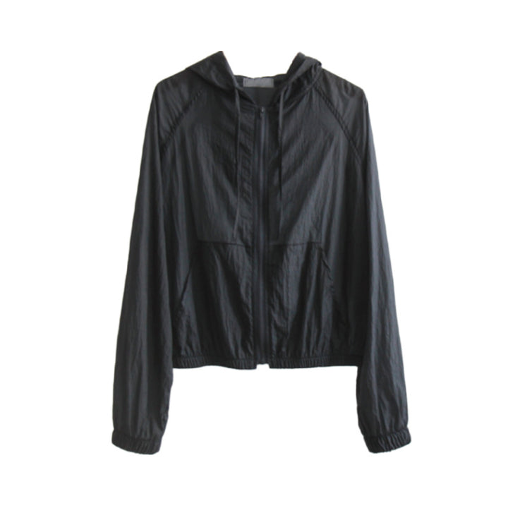 Damen luftige Bluse mit zipbarem Kragen Drune