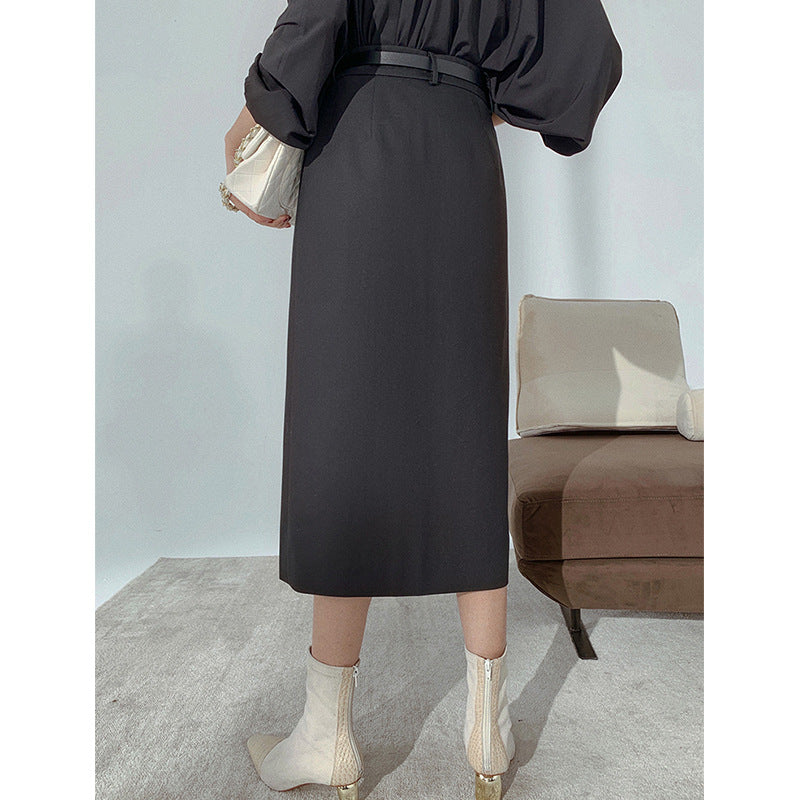Damen Eleganter Midi-Rock mit seitlichem Schlitz Drune