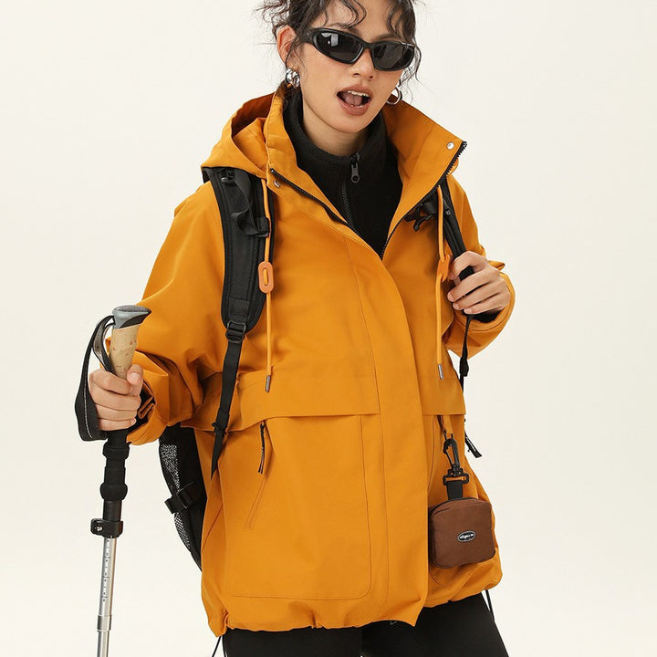 Damen Kapuzen-Utility-Parka mit wasserdichter Membran, großen Fronttaschen & verstellbarem Saum Drune