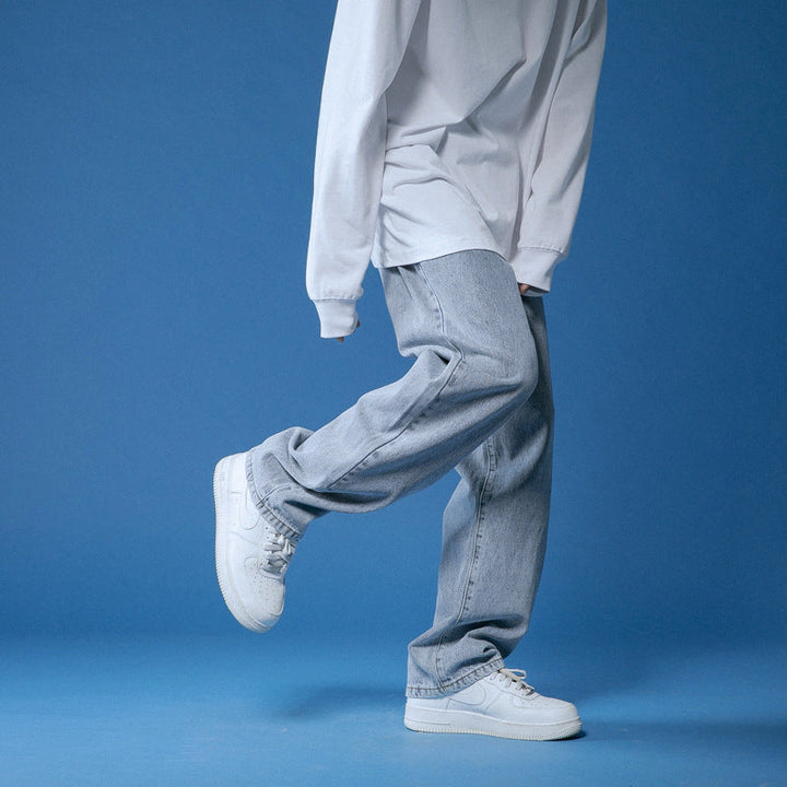 Herren lockere Denim-Jeans im Vintage-Stil mit hoher Taille Drune