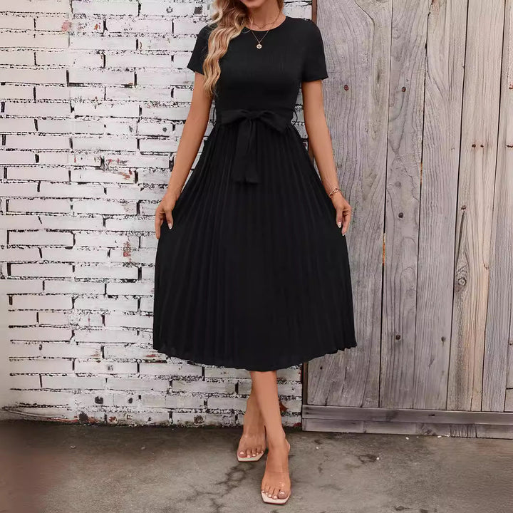 Damen Elegantes Midikleid mit tailliertem Design und schwingendem Rock Drune