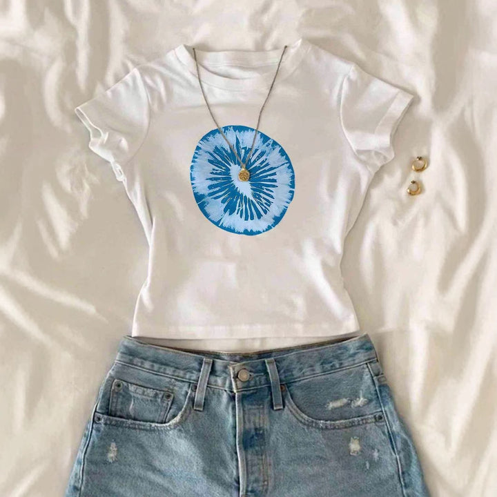 Damen T-Shirt mit kreativem grafischen Design und urbanem Statement Drune