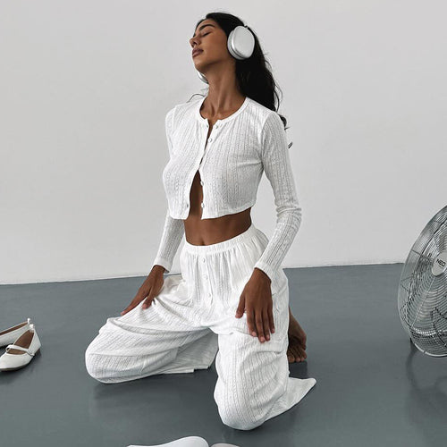 Damen Langarm-Crop-Top mit Knopfleiste und weichem Material Drune