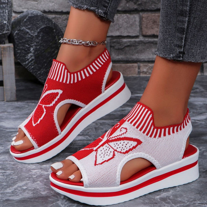 Damen Sportliche Plateau-Sandalen mit modischem Schmetterlingsdesign Drune