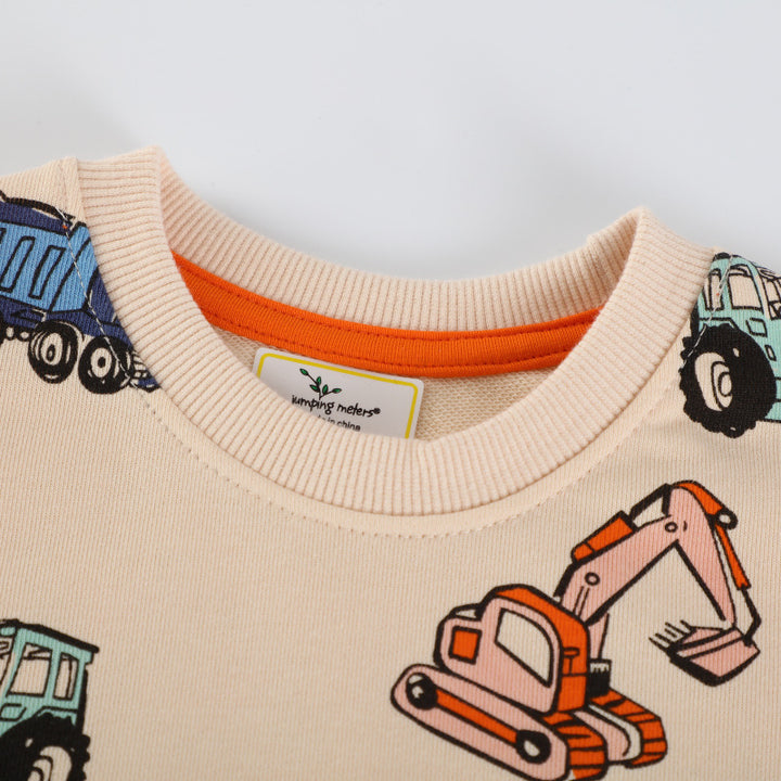 Unisex Sweatshirt mit bunten Baustellenfahrzeugen Drune