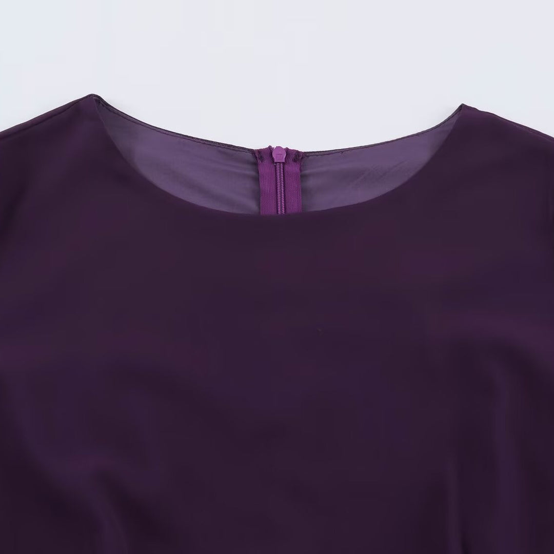 Damen Stufenvolant-Maxikleid mit Raffung in der Taille und Puffärmeln Drune