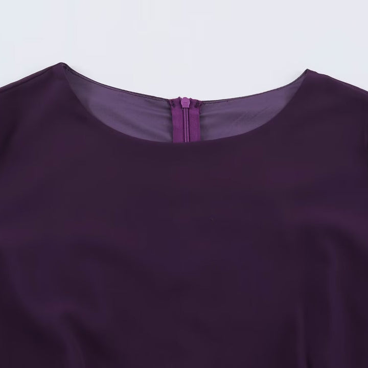 Damen Stufenvolant-Maxikleid mit Raffung in der Taille und Puffärmeln Drune