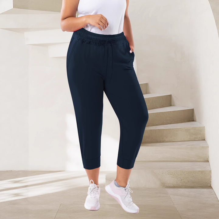Damen Atmungsaktive Ankle-Joggerhose mit Kordelzug und Eingrifftaschen Drune