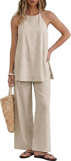 Damen Leichte und luftige Sommerhose mit Tanktop Drune