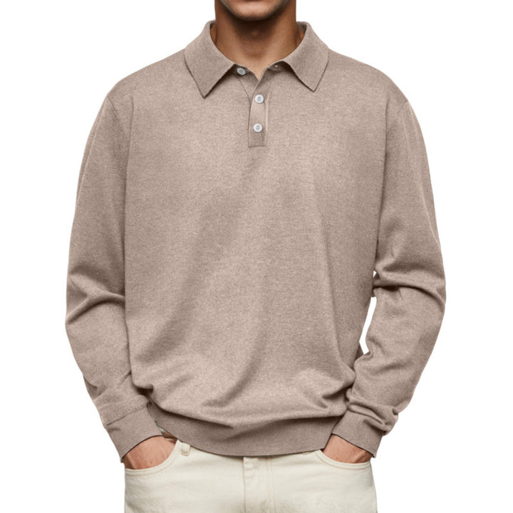 Herren Feinstrick-Poloshirt mit Knopfleiste und Rippbündchen Drune