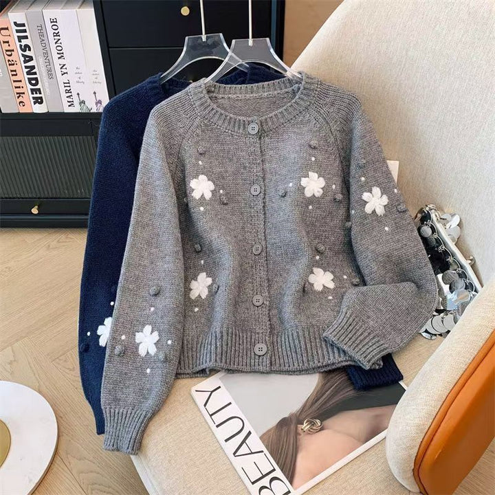 Damen Strickjacke mit floralem Design Drune