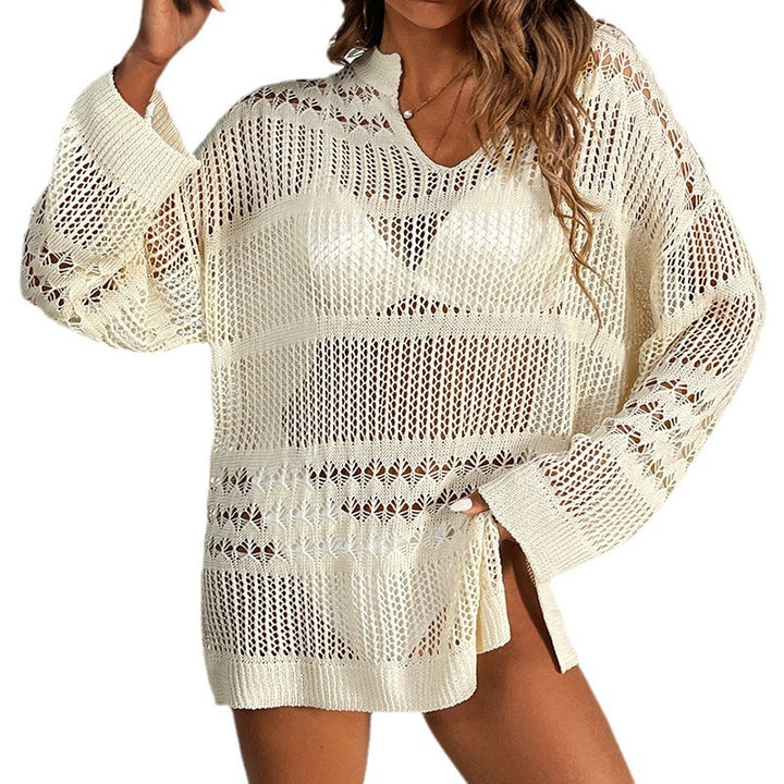 Damen moderner Strickpullover mit transparentem Design Drune