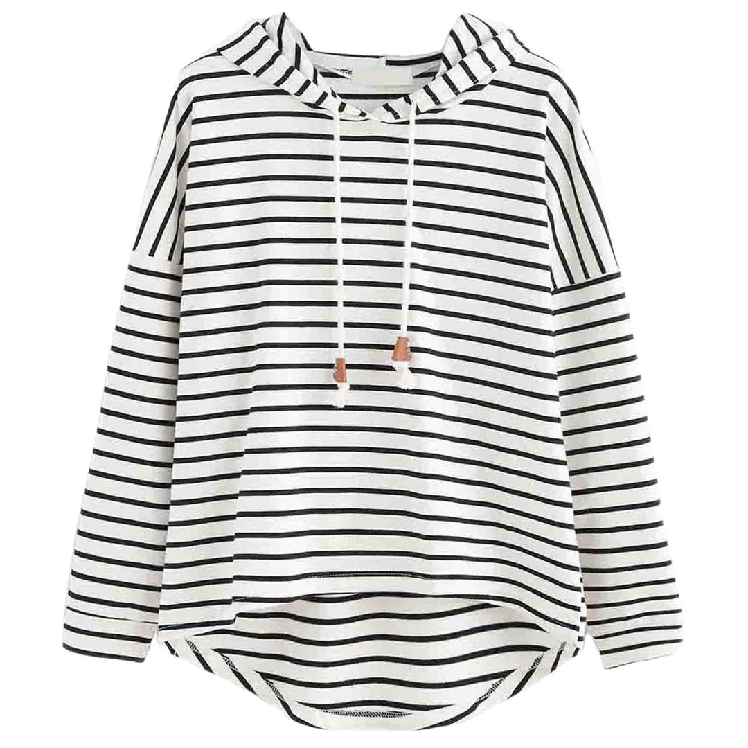 Damen gestreifter Hoodie mit lässigem Schnitt und Kordelzug Drune