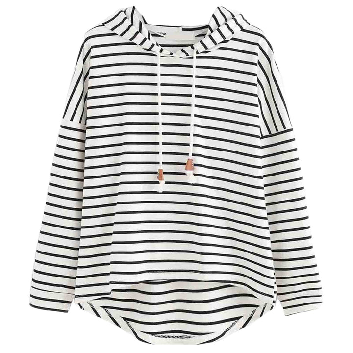 Damen gestreifter Hoodie mit lässigem Schnitt und Kordelzug Drune