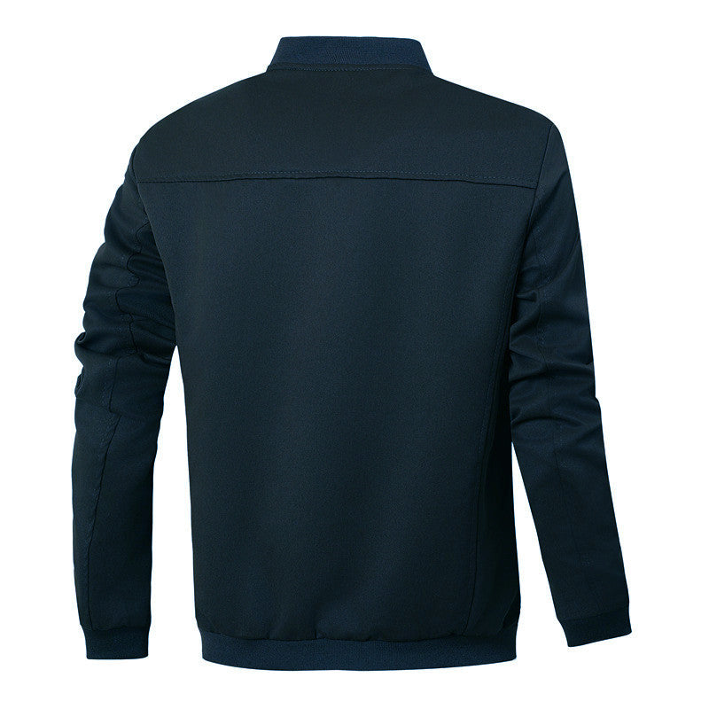 Herren sportlich-elegante Collegejacke mit Druckknopfleiste und kontrastierenden Einsätzen Drune