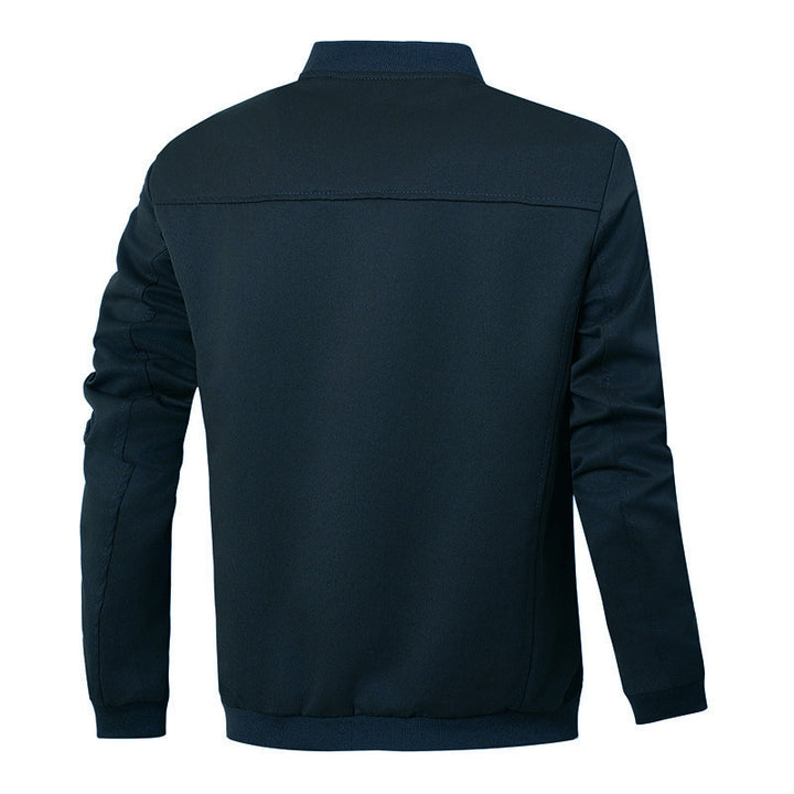Herren sportlich-elegante Collegejacke mit Druckknopfleiste und kontrastierenden Einsätzen Drune
