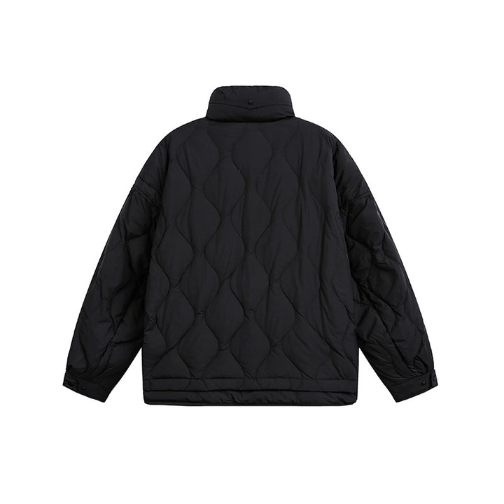 Damen Oversize gesteppte Jacke mit Stehkragen, Wellensteppung und Tunnelzug Drune
