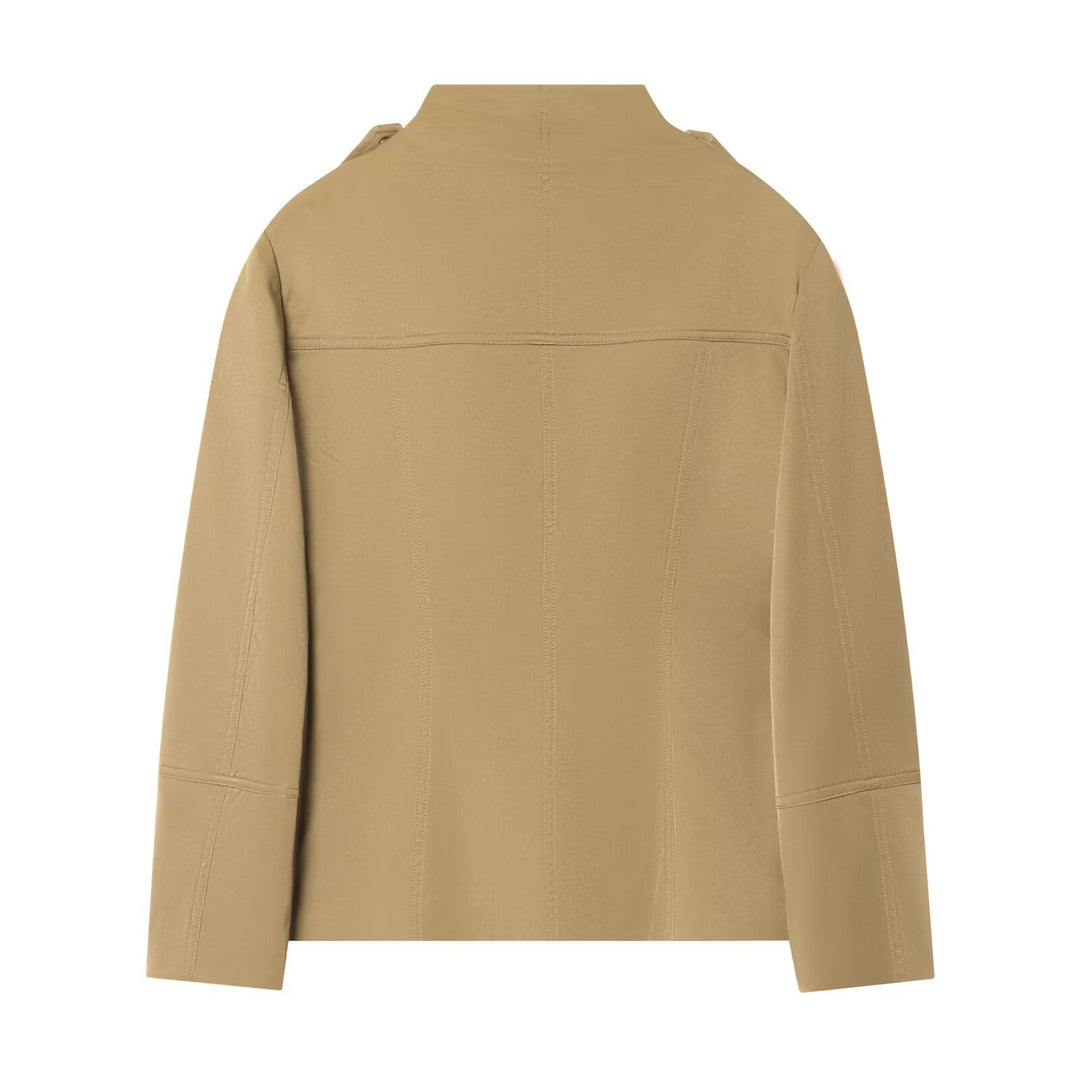 Damen Leichte Utility-Jacke mit Stehkragen, Schulterklappen und aufgesetzten Pattentaschen Drune